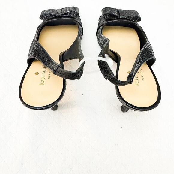 Kate Spade Glitter Shimmering Bow Accent Slingback Heel Black Size 8.5 - Picture 4 of 8